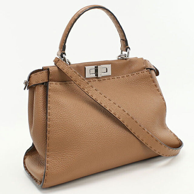 二手芬迪手提包女士品牌 FENDI Peekaboo 2WAY 8BN290 棕色包 USDFE99745011