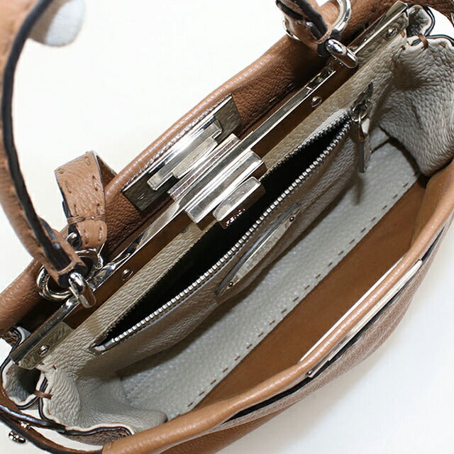 二手芬迪手提包女士品牌 FENDI Peekaboo 2WAY 8BN290 棕色包 USDFE99745011