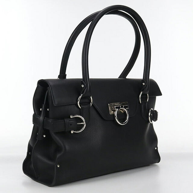 二手 Ferragamo 手提包 女士品牌 FERRAGAMO Gancini 21 4402 黑色包 USDFR103547011