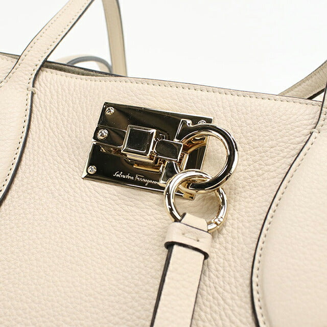 Used Ferragamo tote bag ladies brand FERRAGAMO Gancini tote bag 21 H655 white bag USDFR103573011