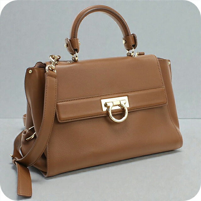 Used Ferragamo handbag ladies brand FERRAGAMO Gancini 2WAY 21 F606 brown bag USDFR103841011