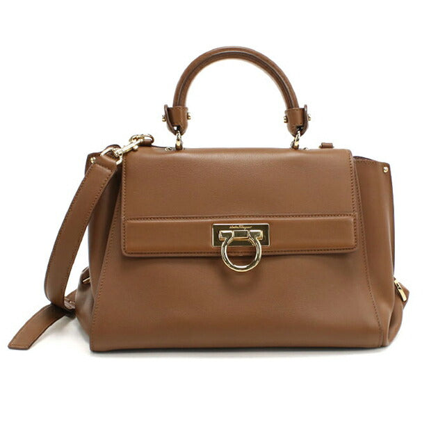 Used Ferragamo handbag ladies brand FERRAGAMO Gancini 2WAY 21 F606 brown bag USDFR103841011