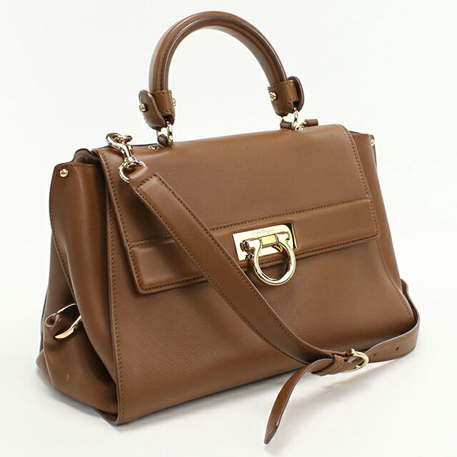 Used Ferragamo handbag ladies brand FERRAGAMO Gancini 2WAY 21 F606 brown bag USDFR103841011
