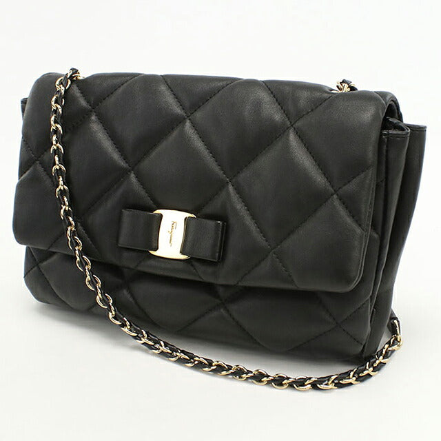 二手 Ferragamo 单肩包 女士品牌 FERRAGAMO Vara Chain 21 E767 黑色包 USDFR103934011