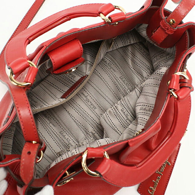 二手 Ferragamo 手提包 女士品牌 FERRAGAMO Gancini 2WAY 手提包 21 D313 红色包 USDFR104392011