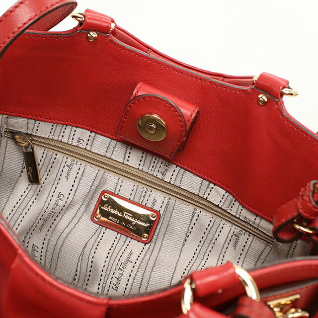 二手 Ferragamo 手提包 女士品牌 FERRAGAMO Gancini 2WAY 手提包 21 D313 红色包 USDFR104392011
