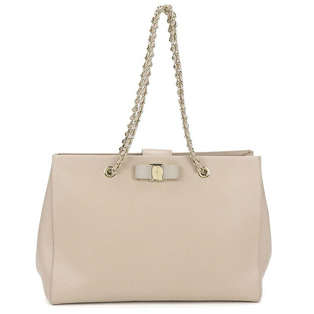 二手 Ferragamo 手提包女士品牌 FERRAGAMO 玫瑰丝带链 21 F561 米色包 USDFR105050011