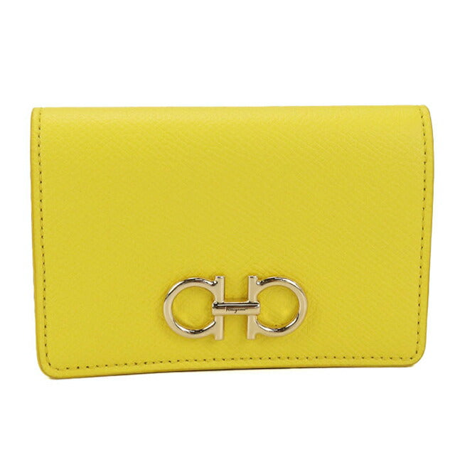 Used Ferragamo business card holder ladies brand FERRAGAMO Gancini 22 0371 yellow accessory USDFR106409011