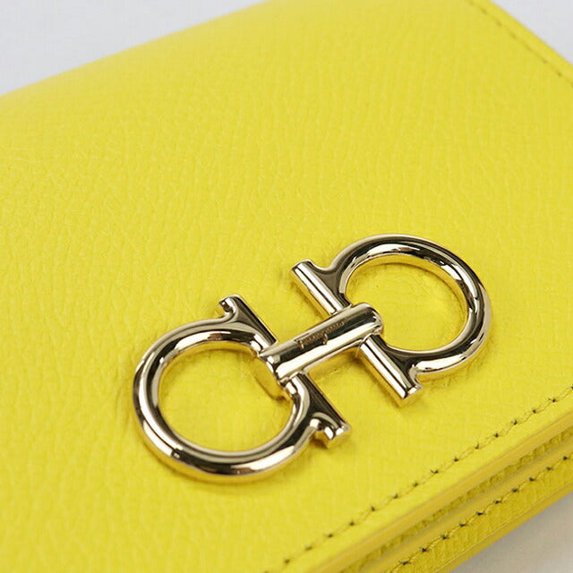 Used Ferragamo business card holder ladies brand FERRAGAMO Gancini 22 0371 yellow accessory USDFR106409011