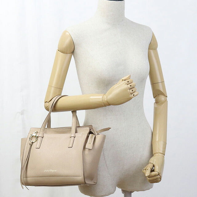 Used Ferragamo tote bag ladies brand FERRAGAMO Gancini 2WAY 21 F478 beige bag USDFR107342011