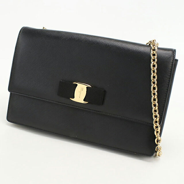 中古 フェラガモ ショルダーバッグ レディース ブランド FERRAGAMO チェーン 21 E480 ブラック バッグ USDFR108287011