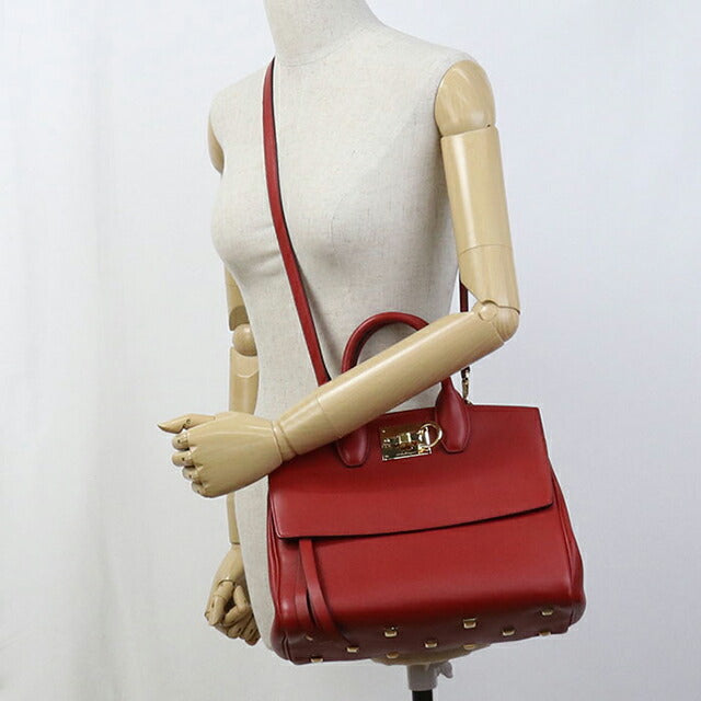 Used Ferragamo tote bag ladies brand FERRAGAMO Gancini 2WAY 21 H159 red USDFR109552011