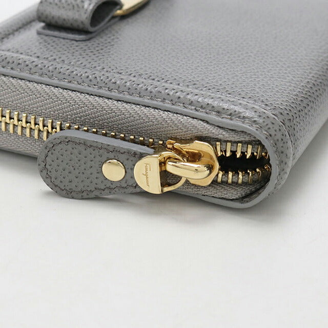 二手 Ferragamo 圆形拉链钱包 女士品牌 FERRAGAMO Vara 圆形拉链钱包 22 D156 灰色 USDFR110268011