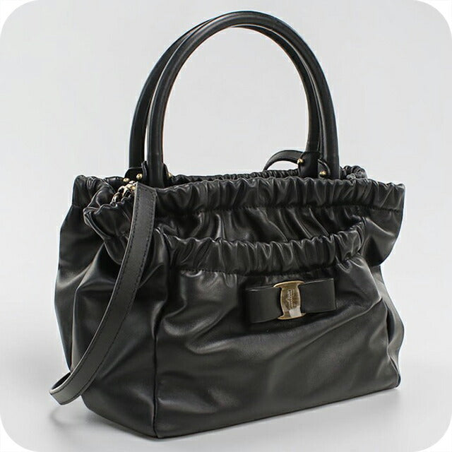中古 フェラガモ ハンドバッグ レディース ブランド FERRAGAMO ヴェラリボン 2WAY 21 C793 ブラック USDFR113125011