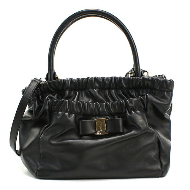 中古 フェラガモ ハンドバッグ レディース ブランド FERRAGAMO ヴェラリボン 2WAY 21 C793 ブラック USDFR113125011