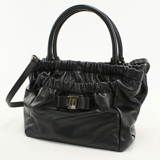 中古 フェラガモ ハンドバッグ レディース ブランド FERRAGAMO ヴェラリボン 2WAY 21 C793 ブラック USDFR113125011