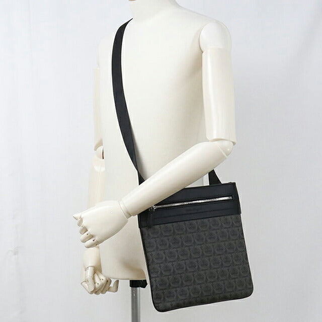 中古 フェラガモ ショルダーバッグ メンズ ブランド FERRAGAMO 24 A225 ブラック USDFR114088011