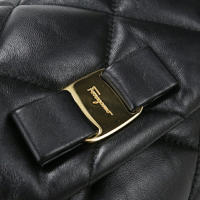 中古 フェラガモ ショルダーバッグ レディース ブランド FERRAGAMO ヴァラリボン チェーン 21 E767 ブラック USDFR114159011