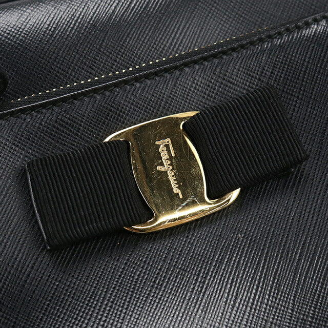 中古 フェラガモ ショルダーバッグ レディース ブランド FERRAGAMO ヴァラリボン チェーン 21 F568 ブラック USDFR114222011
