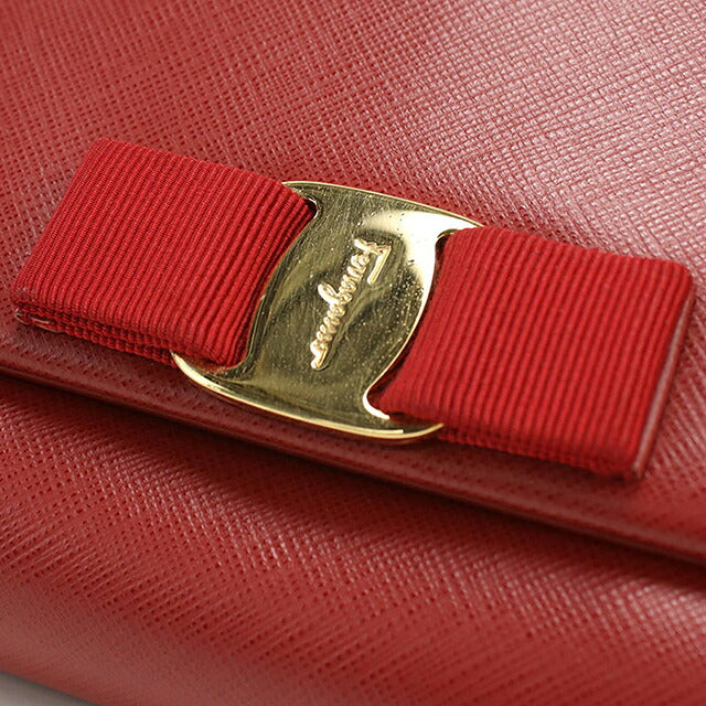 中古 フェラガモ ショルダーバッグ レディース ブランド FERRAGAMO ヴァラリボン チェーン 22 B558 レッド USDFR114618011