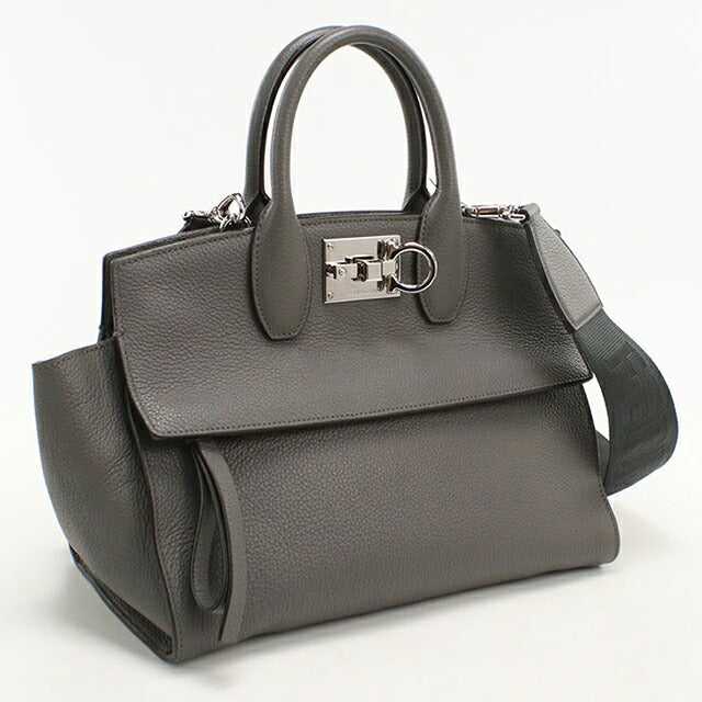 中古 フェラガモ トートバッグ レディース ブランド FERRAGAMO ガンチーニ 2WAY 21 4493 グレー USDFR114682011