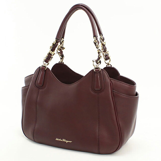 中古 フェラガモ ハンドバッグ レディース ブランド FERRAGAMO ガンチーニ 21 F077 ワインレッド USDFR116656011