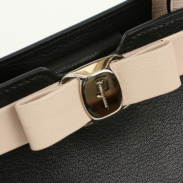 中古 フェラガモ トートバッグ レディース ブランド FERRAGAMO ヴァラ リボン 2WAY 21 1290 ブラック バッグ USDFR97346011