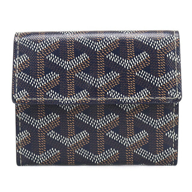 中古 ゴヤール 二つ折り財布 二折財布 ユニセックス ブランド GOYARD マリニー ウォレット ネイビー USDGO113980011