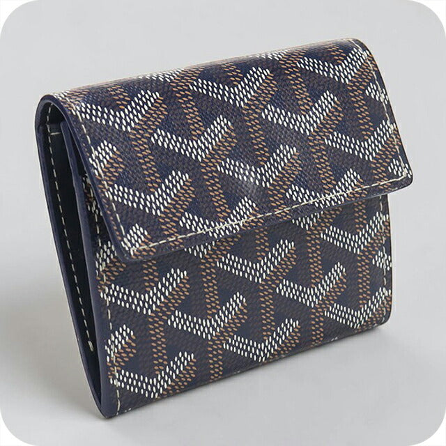 中古 ゴヤール 二つ折り財布 二折財布 ユニセックス ブランド GOYARD マリニー ウォレット ネイビー USDGO113980011