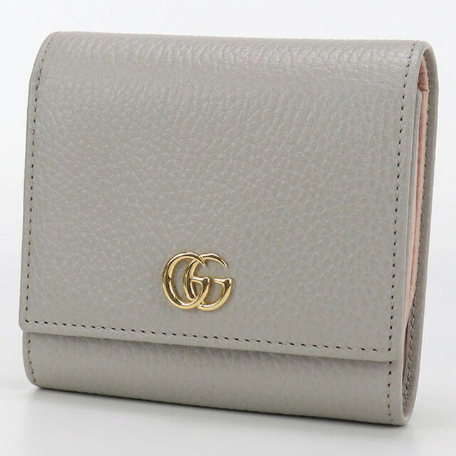 中古 グッチ 二折財布 レディース ブランド GUCCI GGマーモント ミディアム ウォレット レザー 598587 グレー 財布 USDGU100084011
