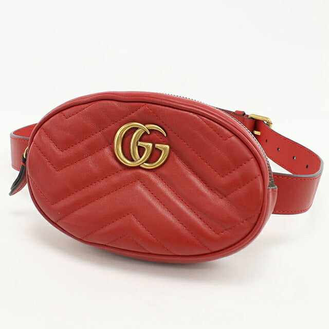 中古 グッチ ボディバッグ レディース ブランド GUCCI GGマーモント ベルトバッグ レザー 476434 レッド バッグ USDGU100483011