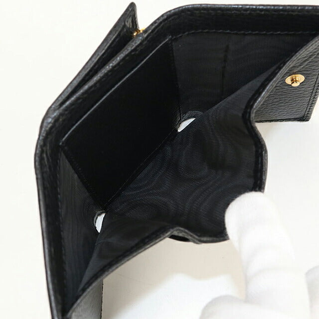 中古 グッチ 三つ折り財布 レディース ブランド GUCCI GGマーモント ミディアムウォレット レザー ブラック 財布 USDGU103684011