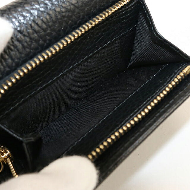 中古 グッチ 三つ折り財布 レディース ブランド GUCCI GGマーモント ミディアムウォレット レザー ブラック 財布 USDGU103684011