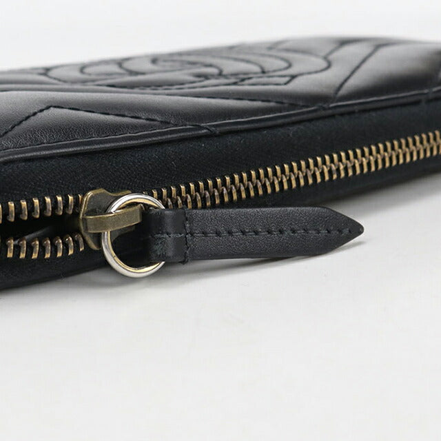 Used Gucci long wallet round zipper ladies brand GUCCI GG Marmont zip around wallet leather 443123 black wallet USDGU104140011