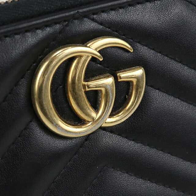 Used Gucci long wallet round zipper ladies brand GUCCI GG Marmont zip around wallet leather 443123 black wallet USDGU104140011