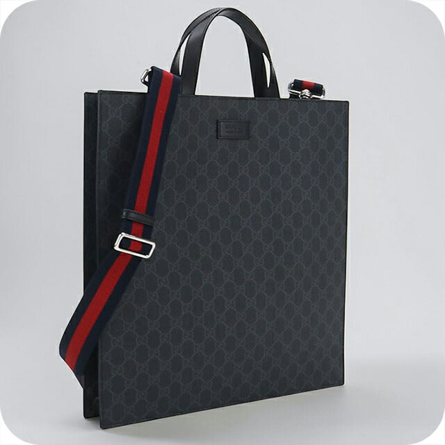 GUCCI グッチ GGスプリーム 2wayトート ブラック PVC/カーフ 495559 トートバッグ_x000D_
 コーティングキャンバス/カーフ ブラック メンズ【中古】437 中古 グッチ トートバッグ メンズ ブランド GUCCI GGスプリーム 2WAY
