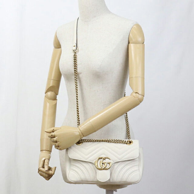 Used Gucci shoulder bag ladies brand GUCCI GG Marmont chain 2WAY 443497 white USDGU106228011