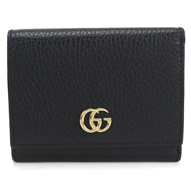 中古 グッチ 三つ折り財布 レディース ブランド GUCCI GGマーモント レザー 474746 ブラック 財布 USDGU107080011