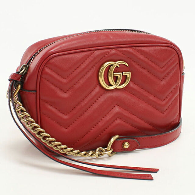 中古 グッチ 斜め掛け ショルダーバッグ レディース ブランド GUCCI GGマーモント ミニ カメラバッグ 448065 レッド USDGU107251011