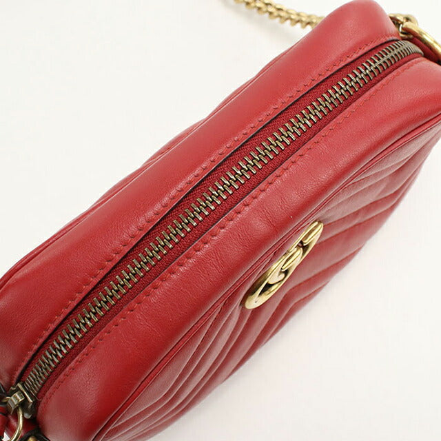 中古 グッチ 斜め掛け ショルダーバッグ レディース ブランド GUCCI GGマーモント ミニ カメラバッグ 448065 レッド USDGU107251011
