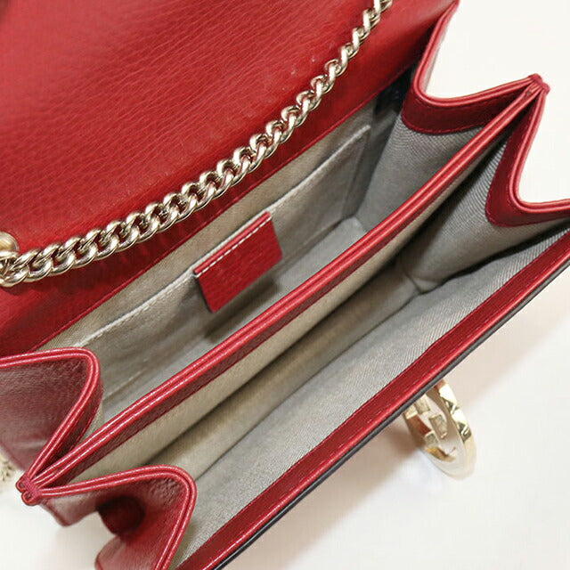 中古 グッチ 斜め掛け ショルダーバッグ レディース ブランド GUCCI インターロッキングG チェーン レザー 510304 レッド バッグ USDGU107276011