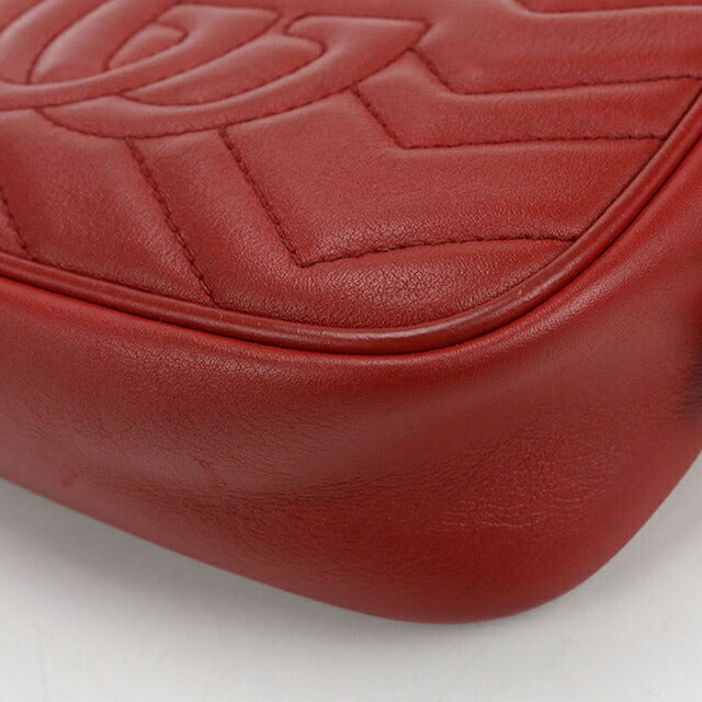 中古 グッチ 斜め掛け ショルダーバッグ レディース ブランド GUCCI GGマーモント ミニ カメラバッグ レザー 448065 レッド バッグ USDGU107361011