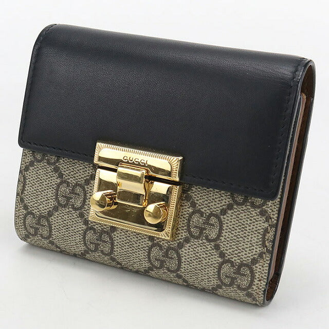 中古 グッチ 三つ折り財布 レディース ブランド GUCCI パドロック 453155 ベージュ 財布 USDGU107432011