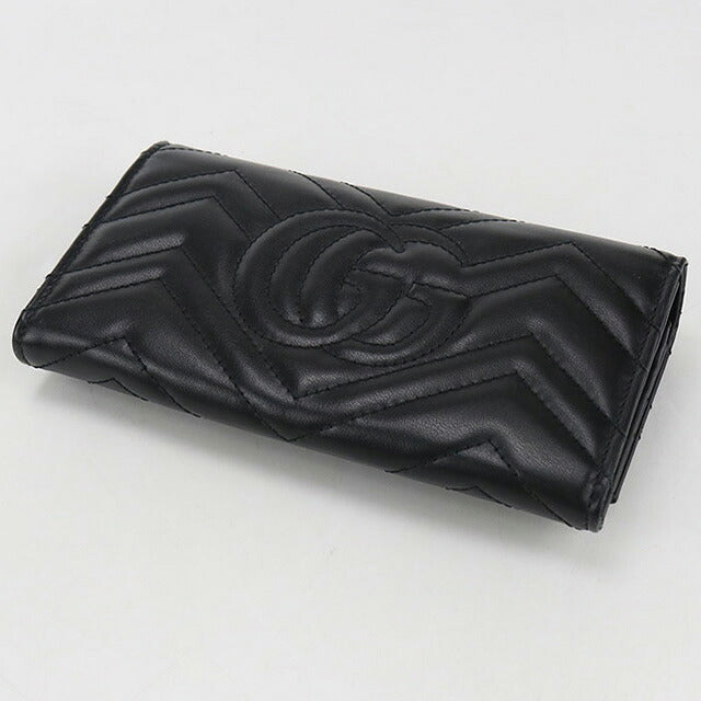 中古 グッチ 長財布二折 レディース ブランド GUCCI ダブルG コンチネンタルウォレット レザー 443436 ブラック 財布 USDGU107564011