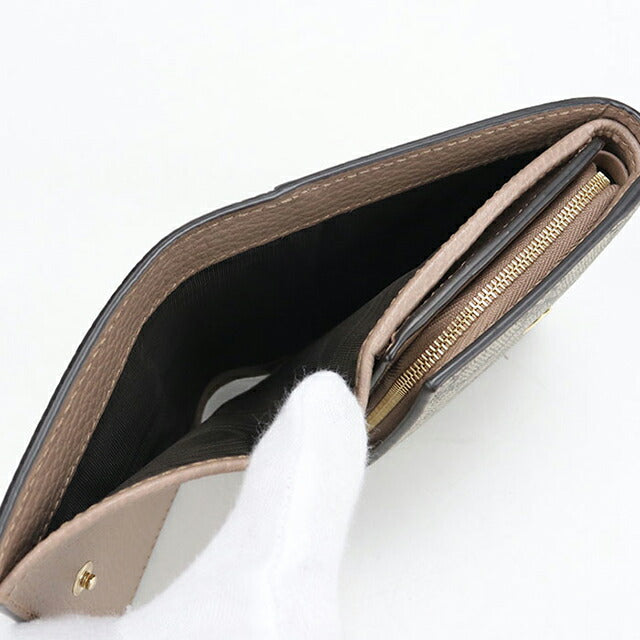 中古 グッチ 二つ折り財布 二折財布 レディース ブランド GUCCI ダブルG バイカラーミニウォレット 598587 ベージュ 財布 USDGU107992011