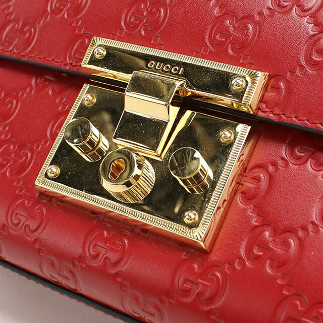 中古 グッチ ショルダーバッグ レディース ブランド GUCCI グッチシマ チェーンショルダーバッグ レザー 409437 レッド USDGU108555011