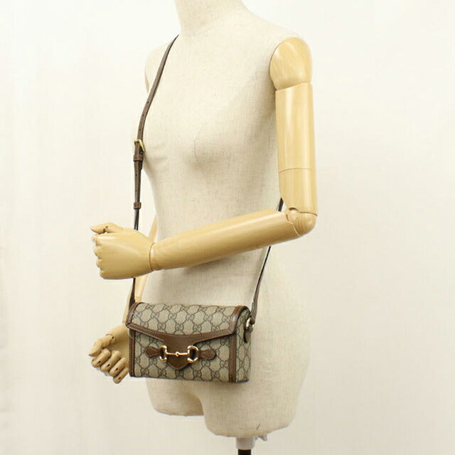 中古 グッチ 斜め掛け ショルダーバッグ ユニセックス ブランド GUCCI グッチ ホースビット 1955 ミニバッグ レザー 699296 ベージュ USDGU108715011