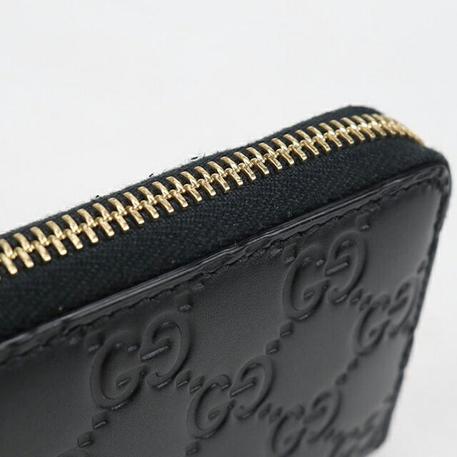 二手古驰零钱包女士品牌 GUCCI Guccisima 拉链零钱包皮革 447939 黑色 USDGU109253011