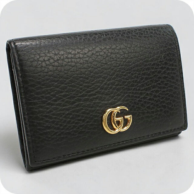 グッチ GUCCI ブラックレザー 名刺入れ 474748 中古 グッチ 名刺入れ レディース ブランド GUCCI GGマーモント レザー