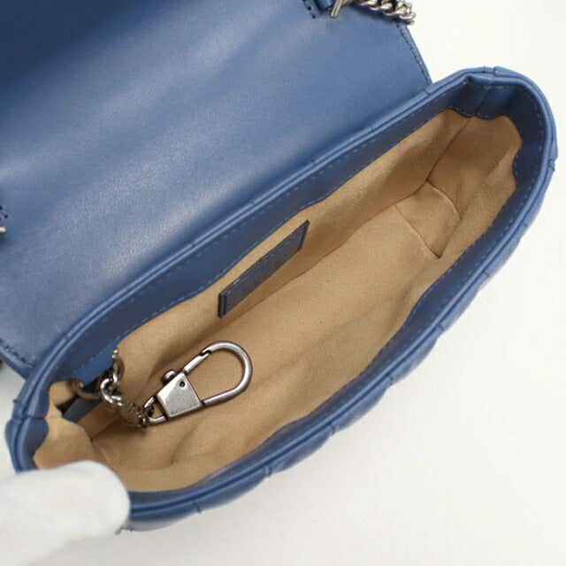 中古 グッチ ショルダーバッグ レディース ブランド GUCCI GGマーモント チェーン レザー 476433 ブルー USDGU110446011